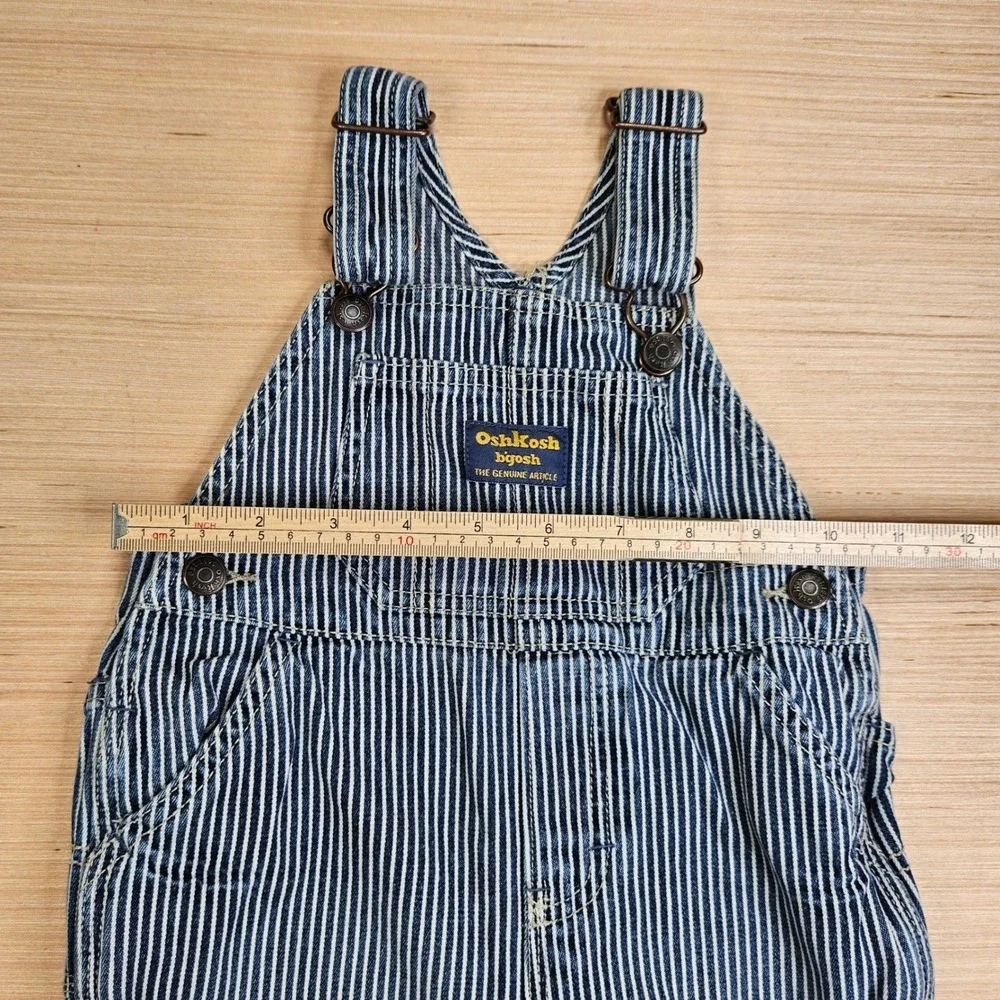 OshKosh B'gosh Hickory Stripe Vestbak Overalls Kids 18M Blue Denim